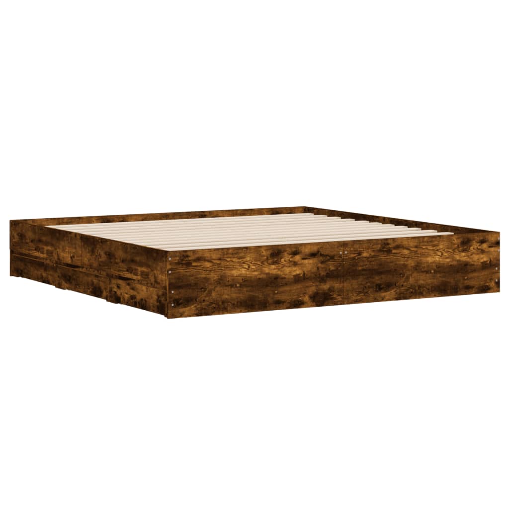 Modern Wooden Queen Size 160cm Bed Frame Base With Storage Drawers