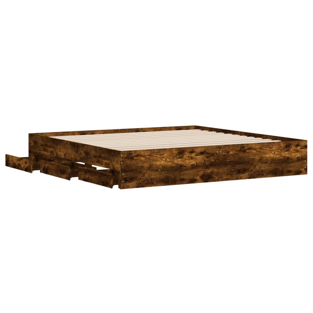 Modern Wooden Queen Size 160cm Bed Frame Base With Storage Drawers