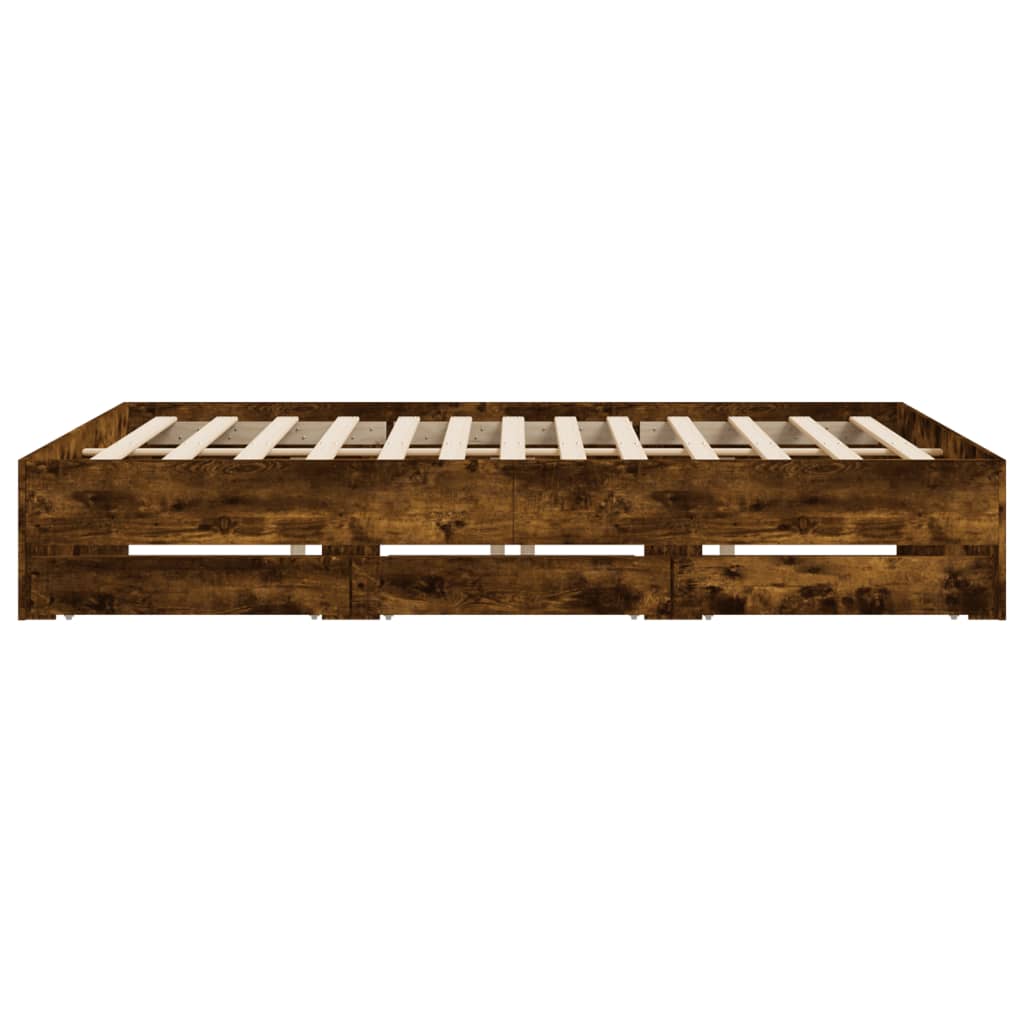Modern Wooden Queen Size 160cm Bed Frame Base With Storage Drawers