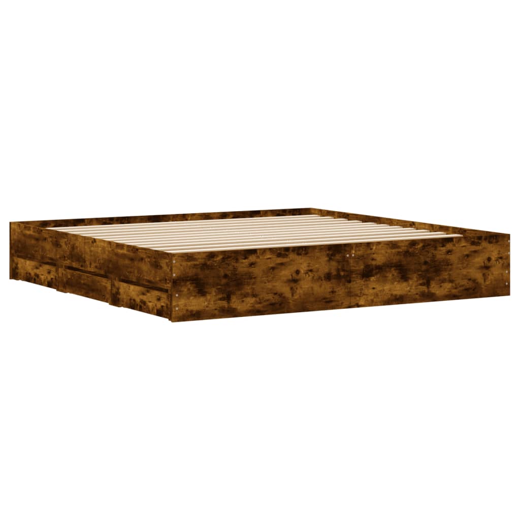Modern Wooden Queen Size 160cm Bed Frame Base With Storage Drawers