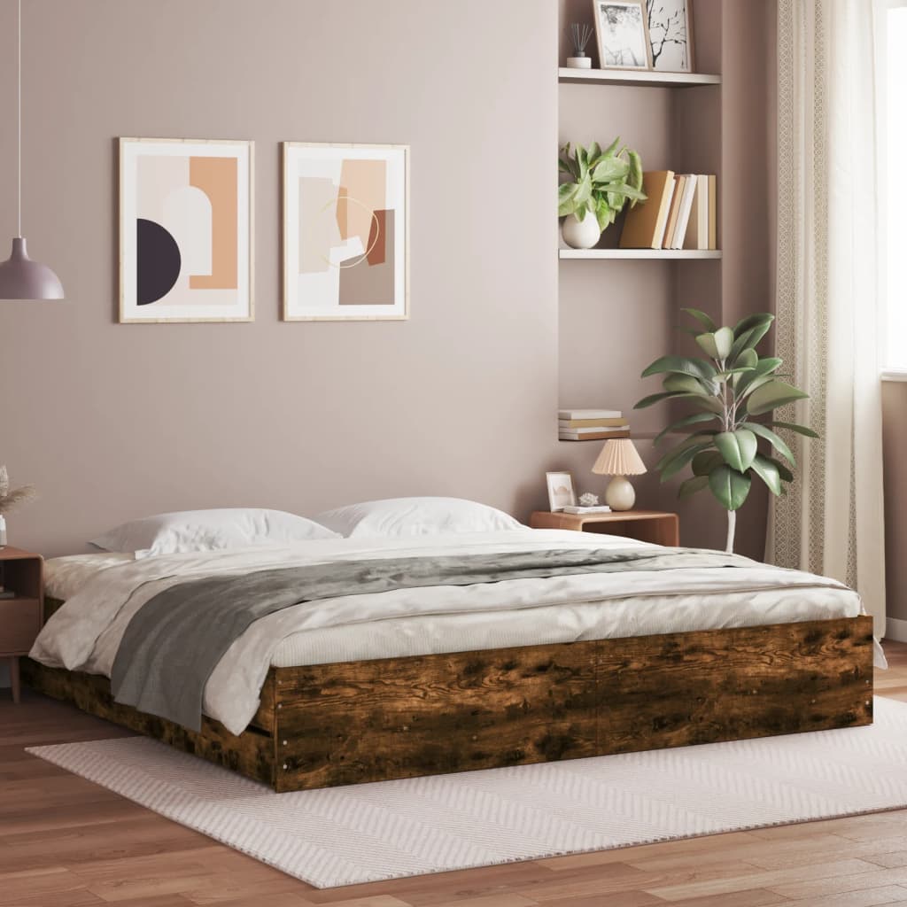 Modern Wooden Queen Size 160cm Bed Frame Base With Storage Drawers