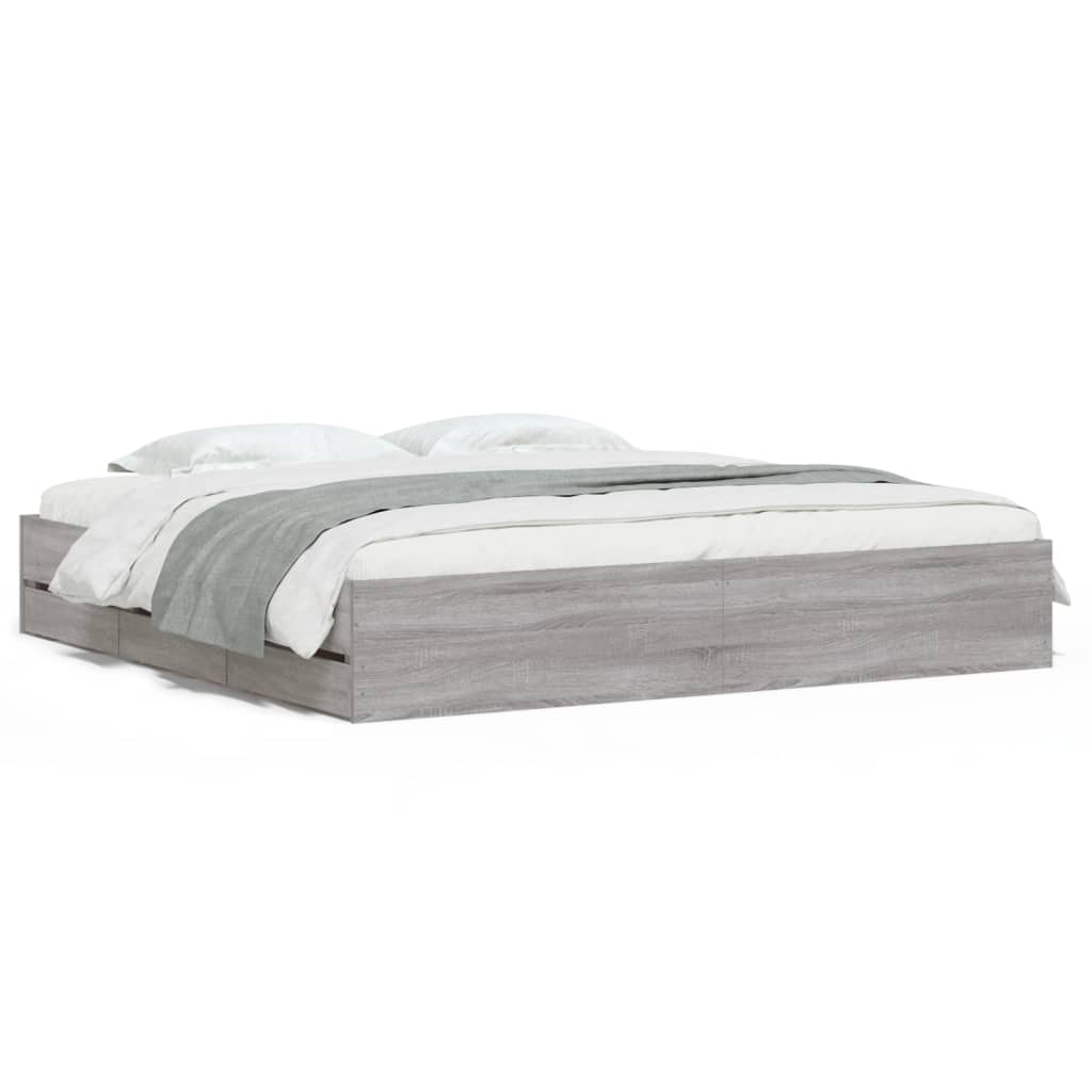 Modern Wooden Queen Size 160cm Bed Frame Base With Storage Drawers
