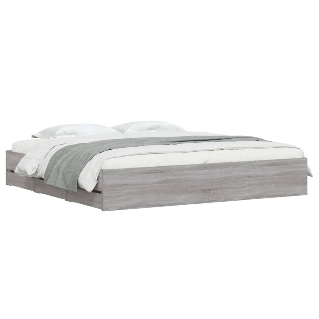 Modern Wooden Queen Size 160cm Bed Frame Base With Storage Drawers