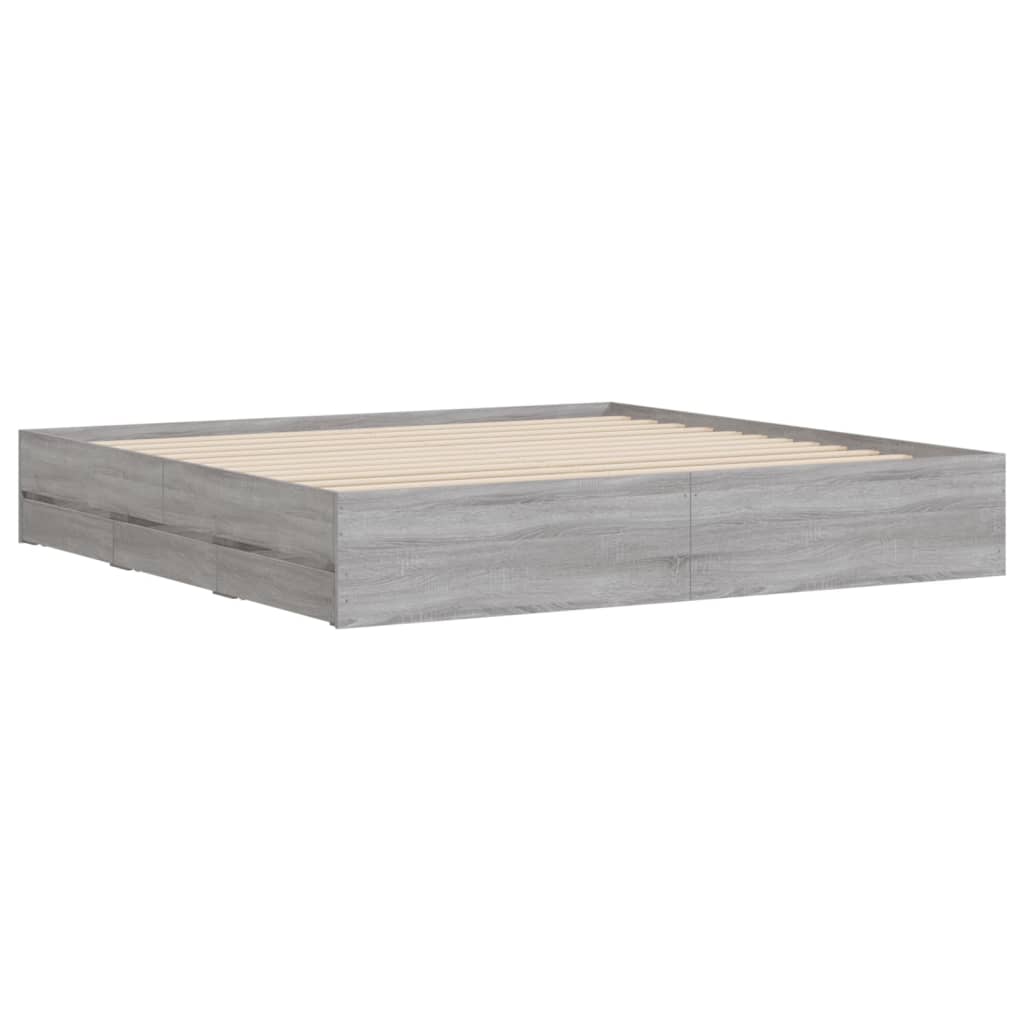 Modern Wooden Queen Size 160cm Bed Frame Base With Storage Drawers