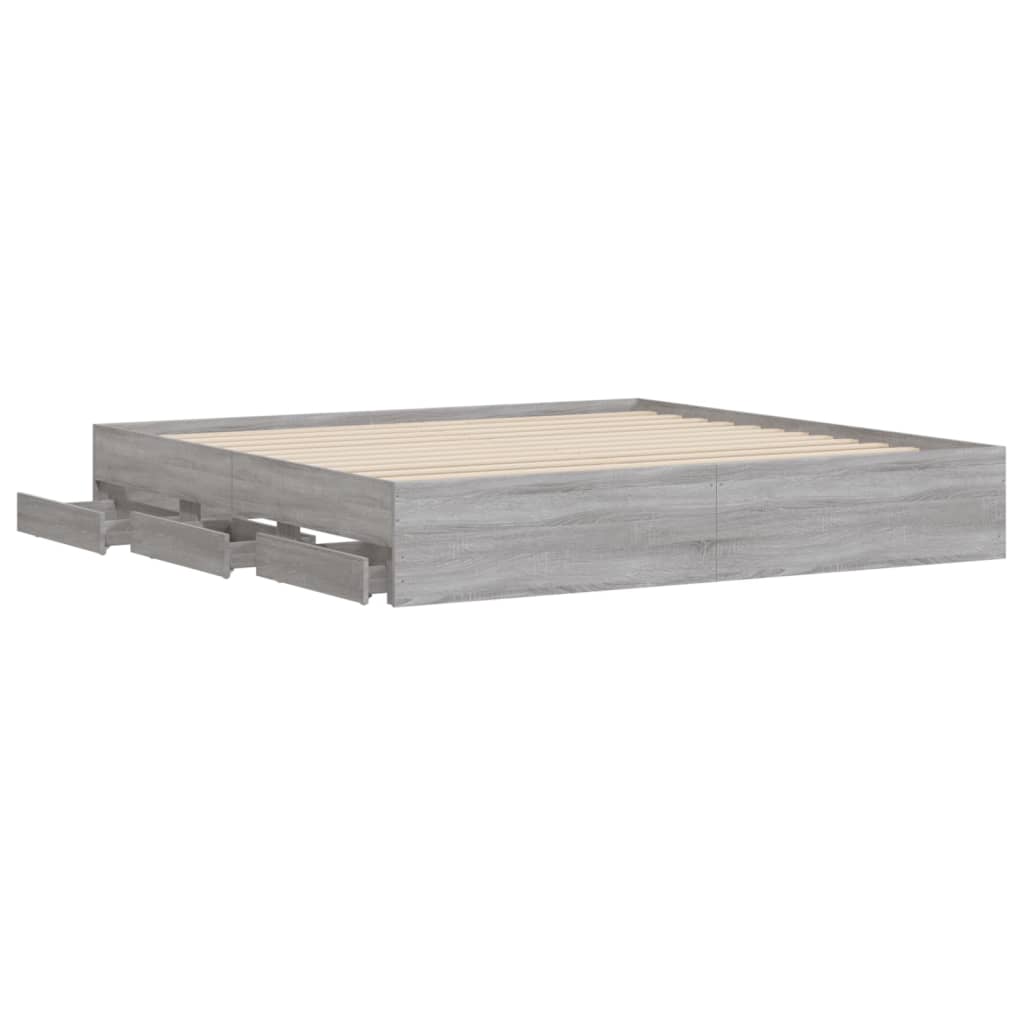 Modern Wooden Queen Size 160cm Bed Frame Base With Storage Drawers