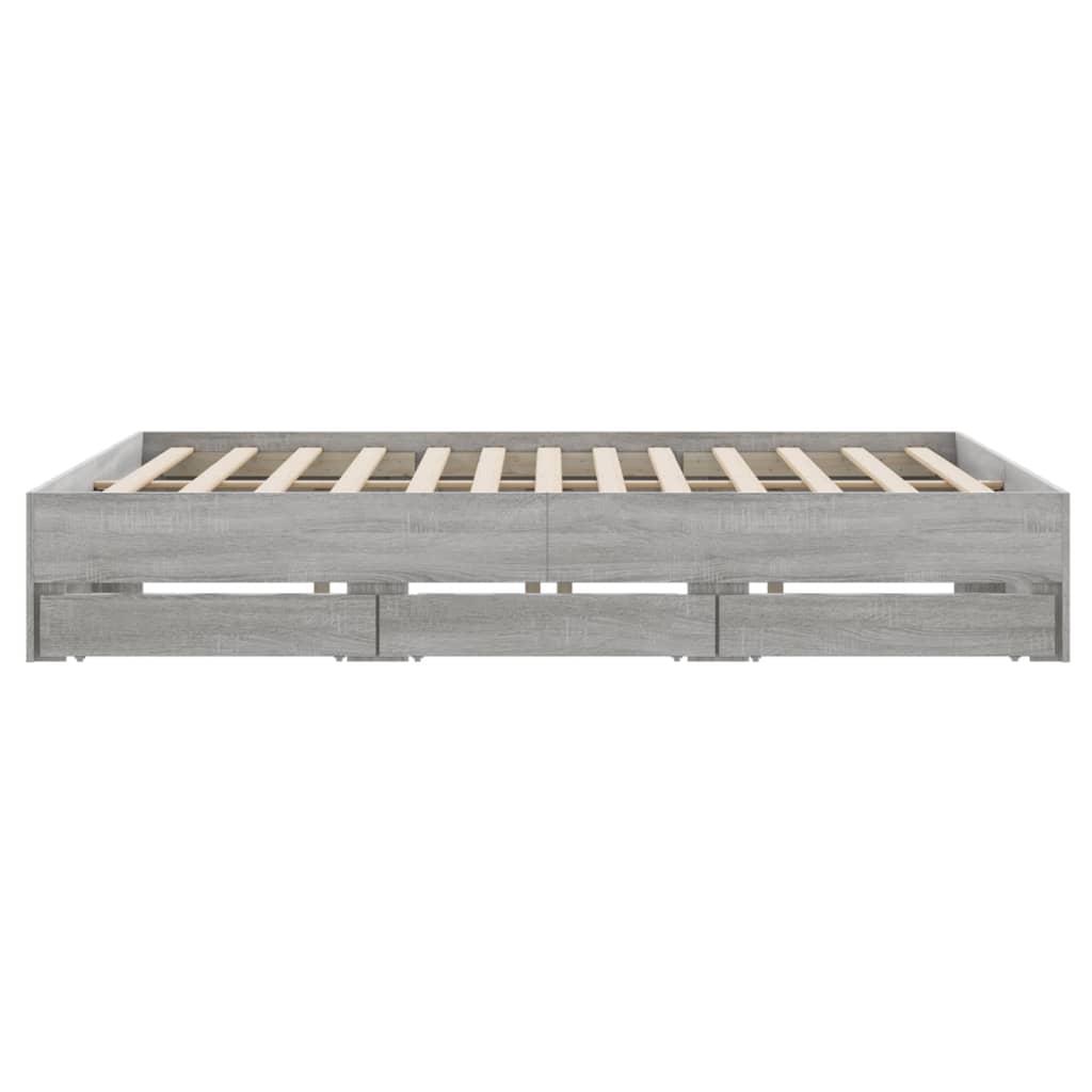 Modern Wooden Queen Size 160cm Bed Frame Base With Storage Drawers