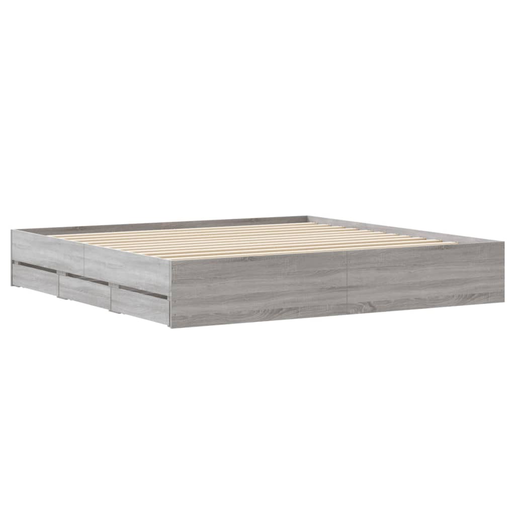 Modern Wooden Queen Size 160cm Bed Frame Base With Storage Drawers
