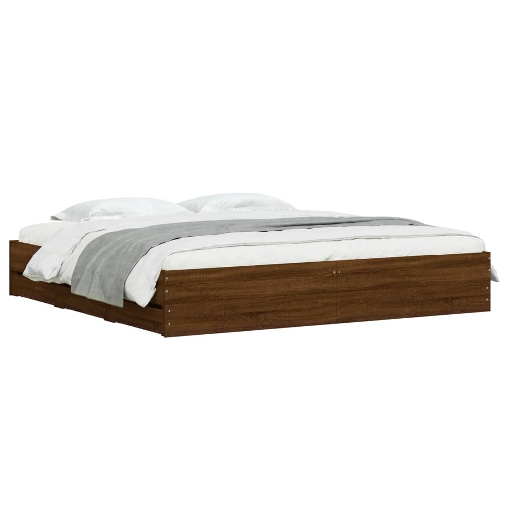 Modern Wooden Queen Size 160cm Bed Frame Base With Storage Drawers