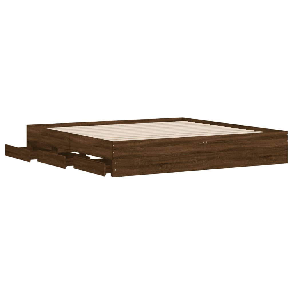 Modern Wooden Queen Size 160cm Bed Frame Base With Storage Drawers