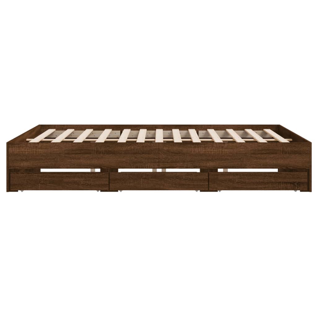 Modern Wooden Queen Size 160cm Bed Frame Base With Storage Drawers