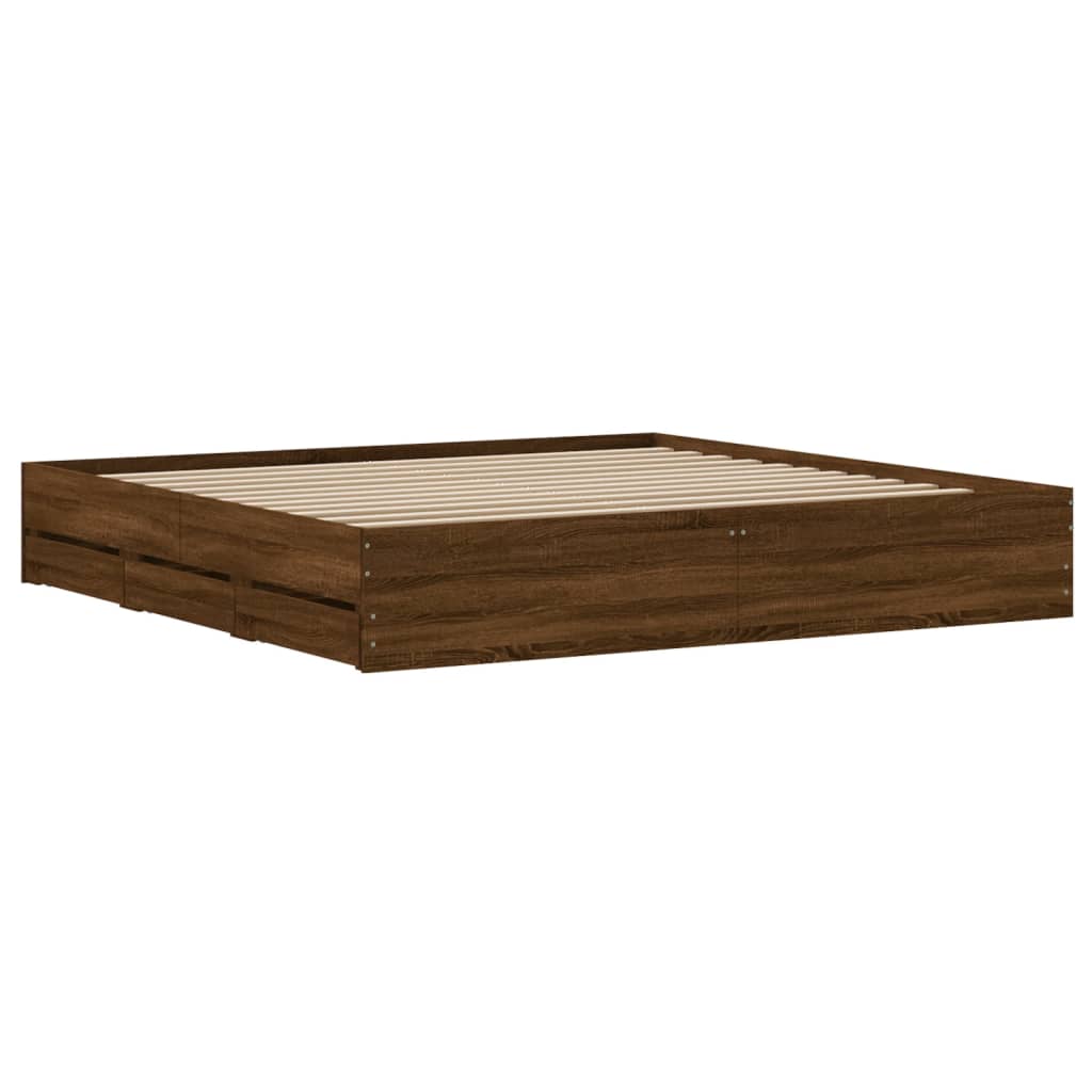 Modern Wooden Queen Size 160cm Bed Frame Base With Storage Drawers