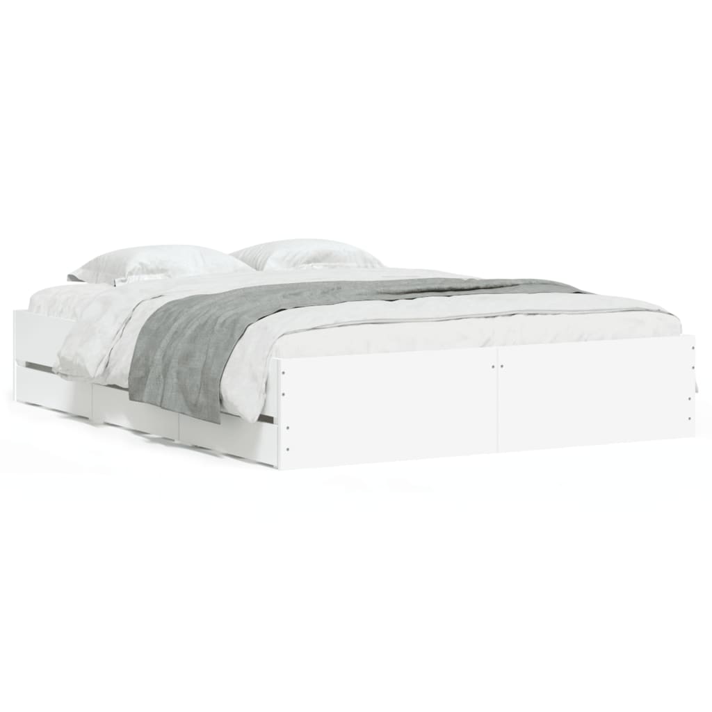 Modern Wooden King Size 150cm Bed Frame Base With Storage Drawers