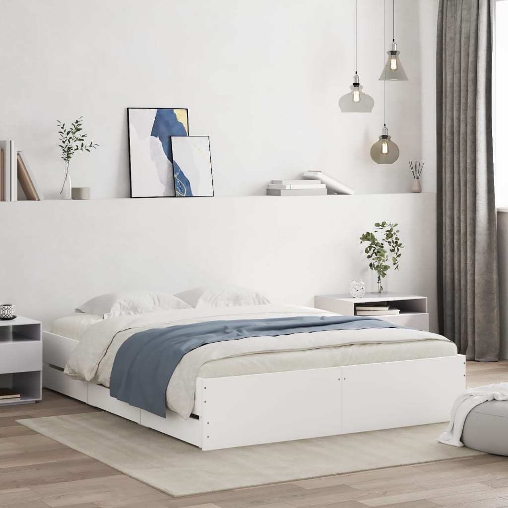 Modern Wooden King Size 150cm Bed Frame Base With Storage Drawers