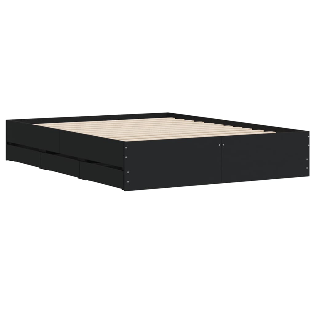 Modern Wooden King Size 150cm Bed Frame Base With Storage Drawers