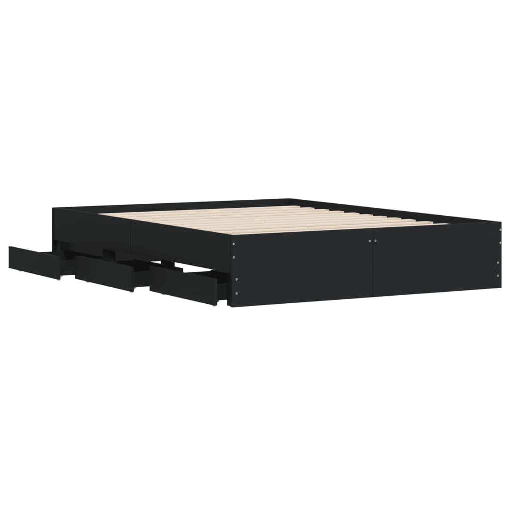 Modern Wooden King Size 150cm Bed Frame Base With Storage Drawers