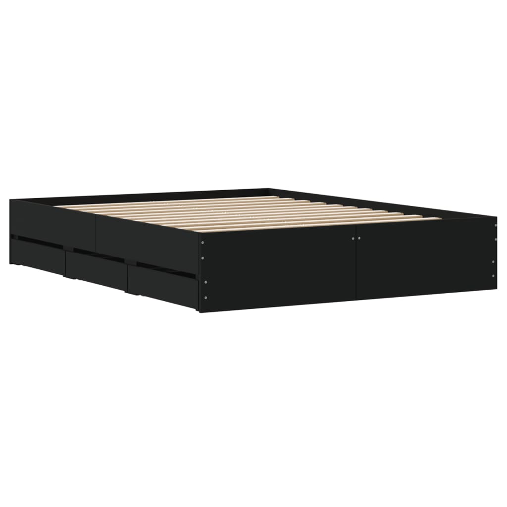 Modern Wooden King Size 150cm Bed Frame Base With Storage Drawers