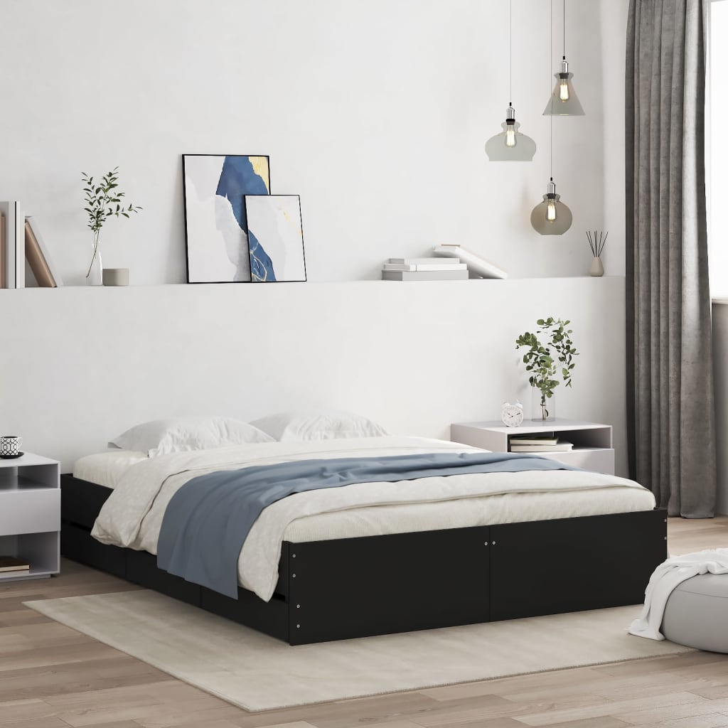Modern Wooden King Size 150cm Bed Frame Base With Storage Drawers