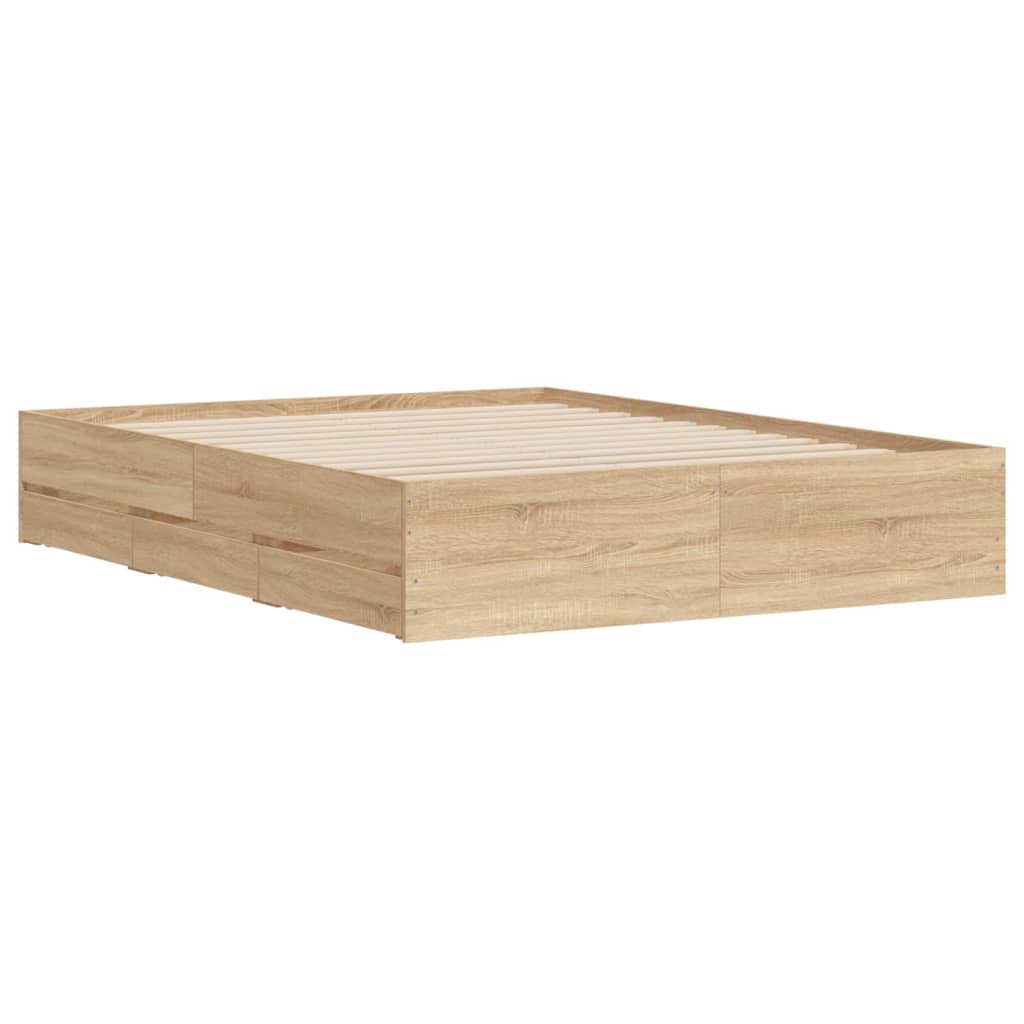 Modern Wooden King Size 150cm Bed Frame Base With Storage Drawers