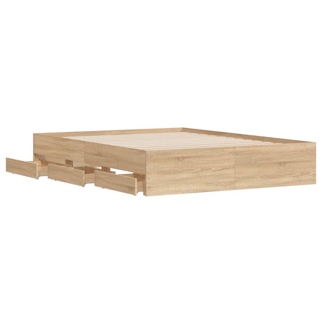 Modern Wooden King Size 150cm Bed Frame Base With Storage Drawers