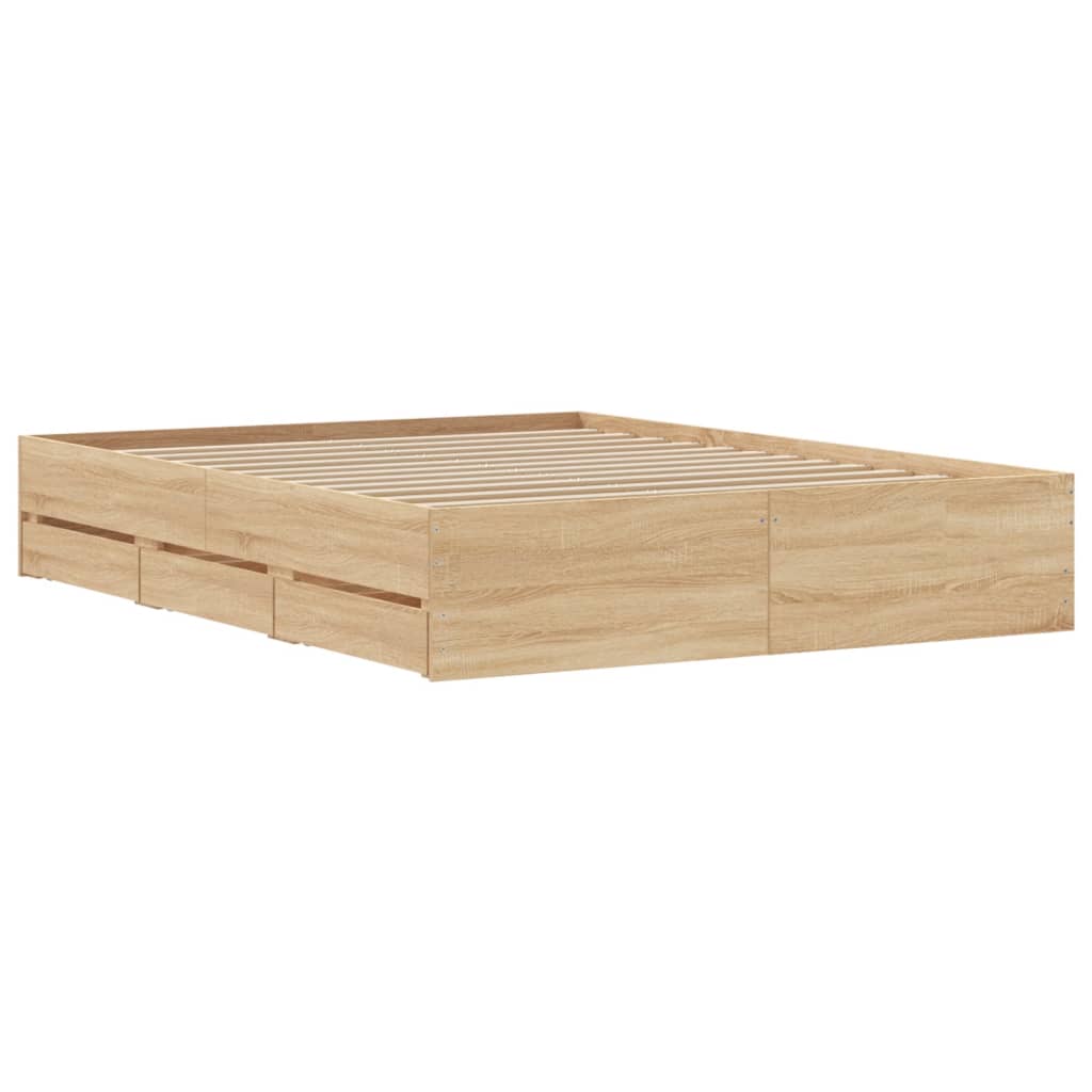 Modern Wooden King Size 150cm Bed Frame Base With Storage Drawers