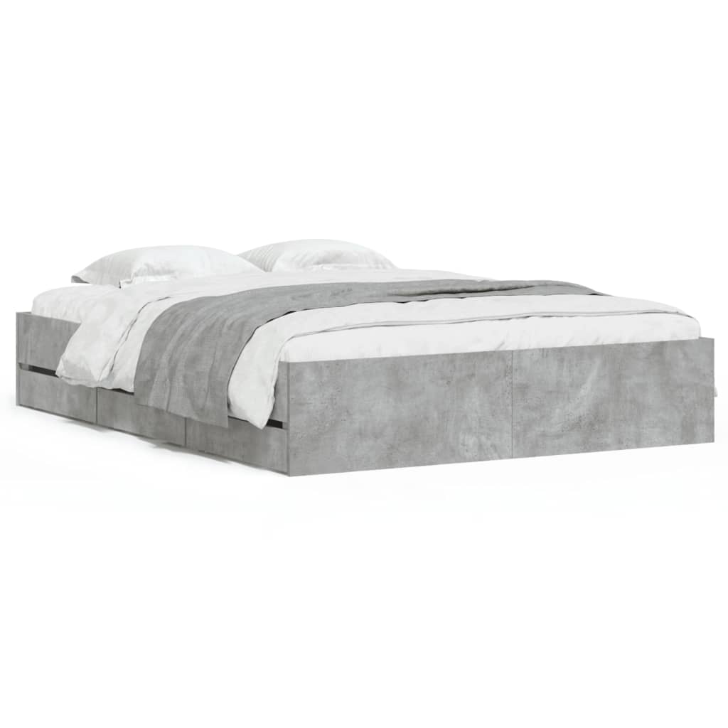Modern Wooden King Size 150cm Bed Frame Base With Storage Drawers