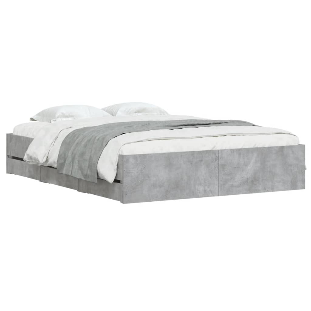 Modern Wooden King Size 150cm Bed Frame Base With Storage Drawers