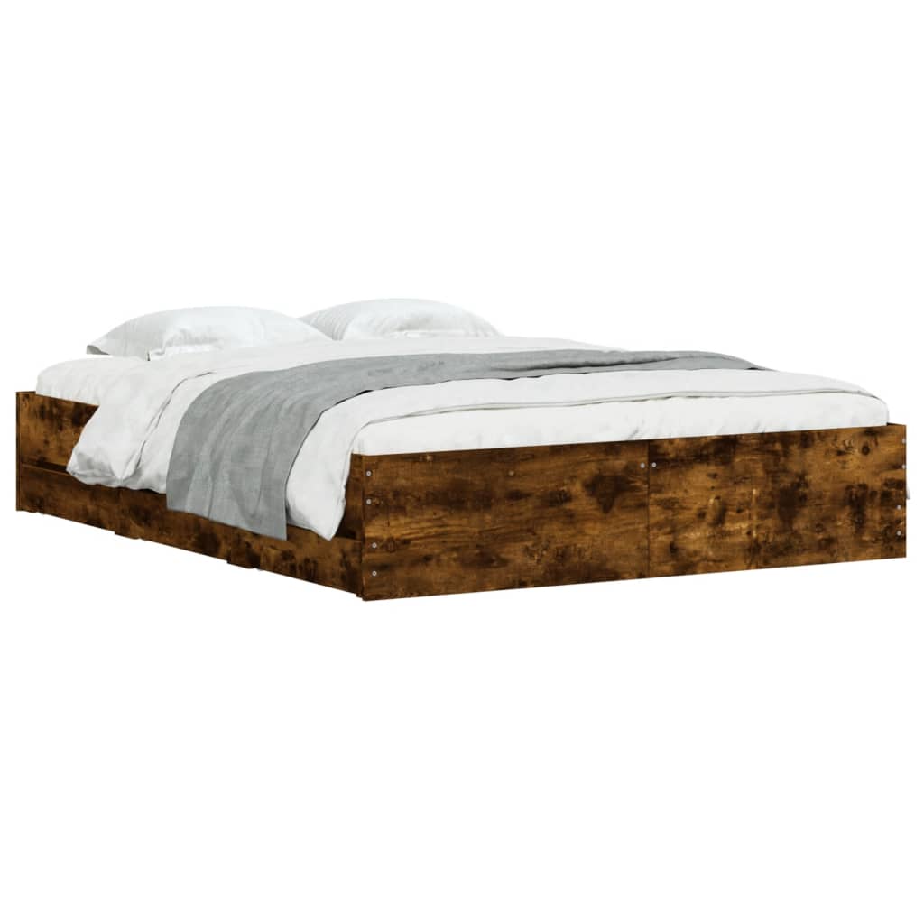 Modern Wooden King Size 150cm Bed Frame Base With Storage Drawers