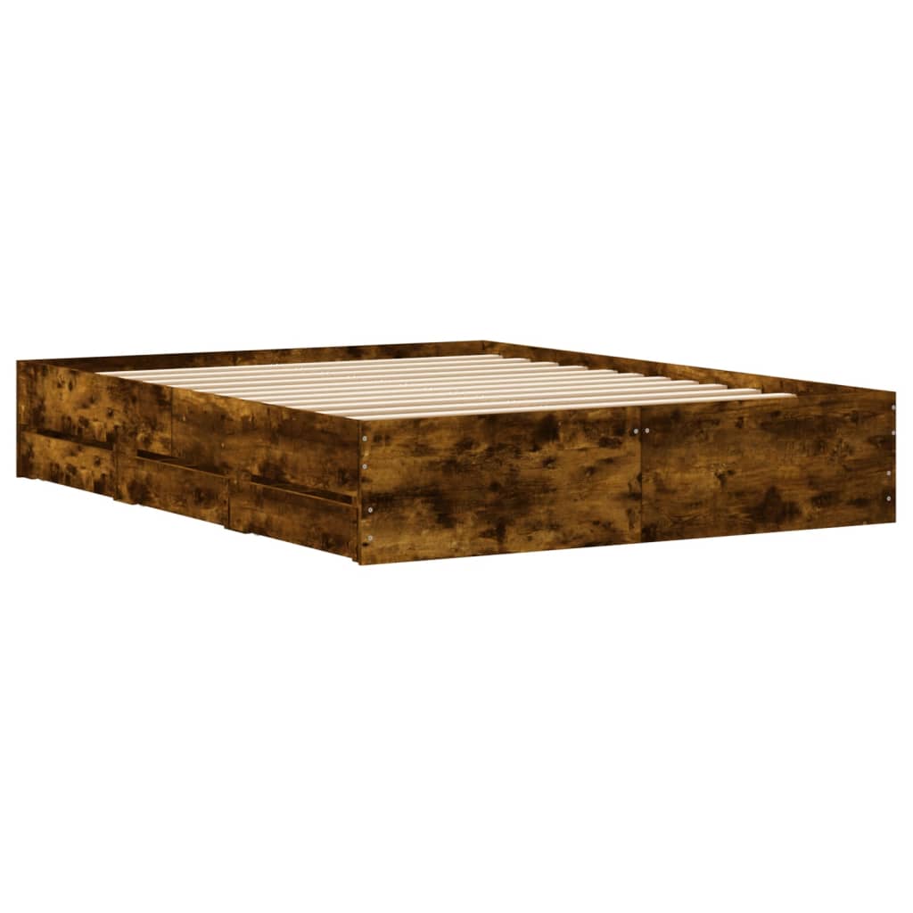 Modern Wooden King Size 150cm Bed Frame Base With Storage Drawers