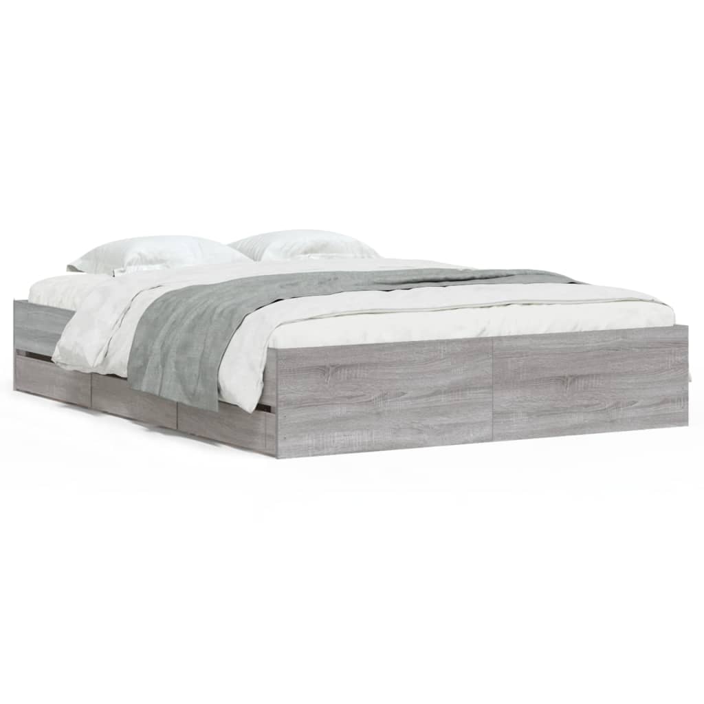 Modern Wooden King Size 150cm Bed Frame Base With Storage Drawers