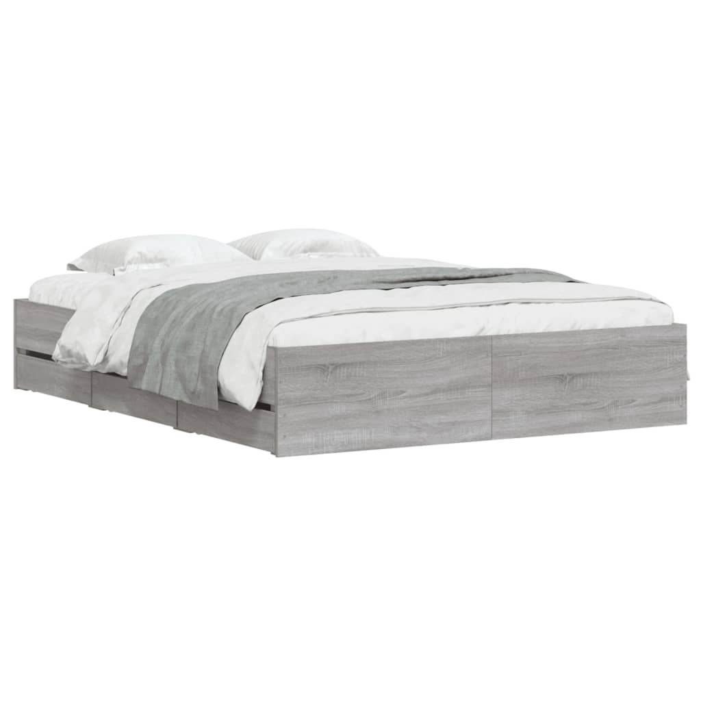 Modern Wooden King Size 150cm Bed Frame Base With Storage Drawers