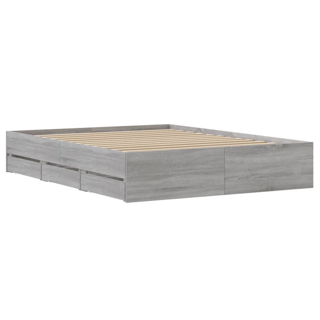 Modern Wooden King Size 150cm Bed Frame Base With Storage Drawers