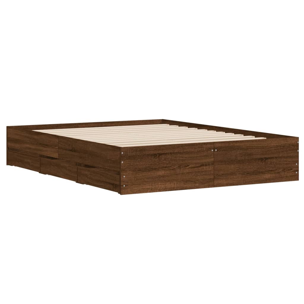 Modern Wooden King Size 150cm Bed Frame Base With Storage Drawers