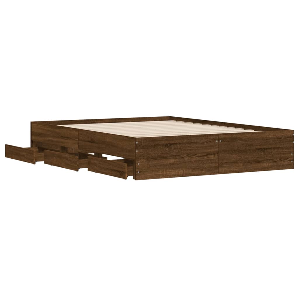 Modern Wooden King Size 150cm Bed Frame Base With Storage Drawers