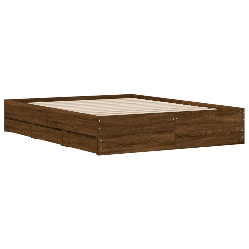 Modern Wooden King Size 150cm Bed Frame Base With Storage Drawers