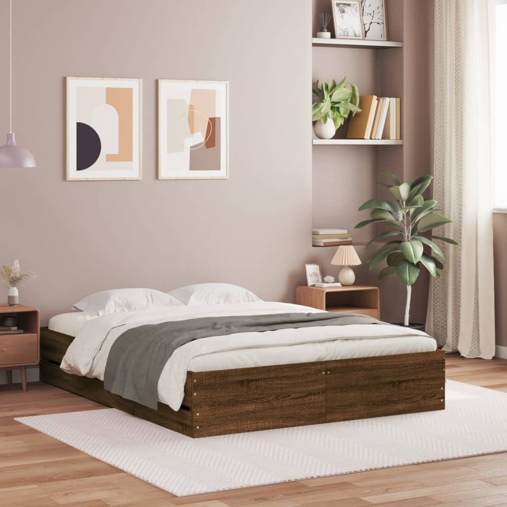 Modern Wooden King Size 150cm Bed Frame Base With Storage Drawers