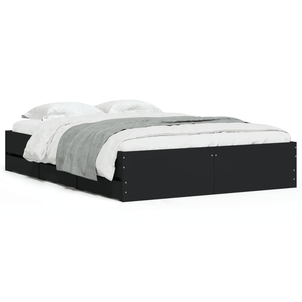Bed Frame with Drawers without Mattress Black 120x200 cm