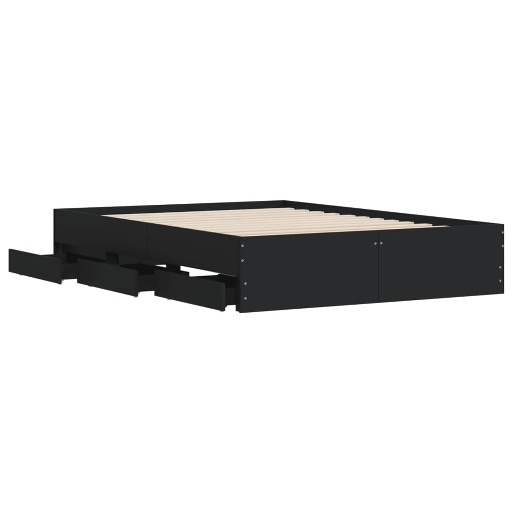 Bed Frame with Drawers without Mattress Black 120x200 cm