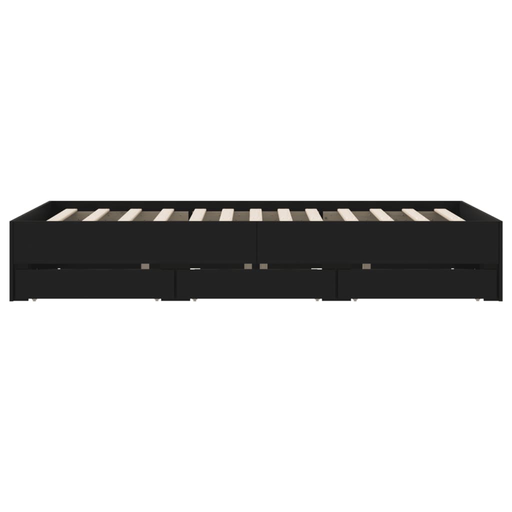 Bed Frame with Drawers without Mattress Black 120x200 cm