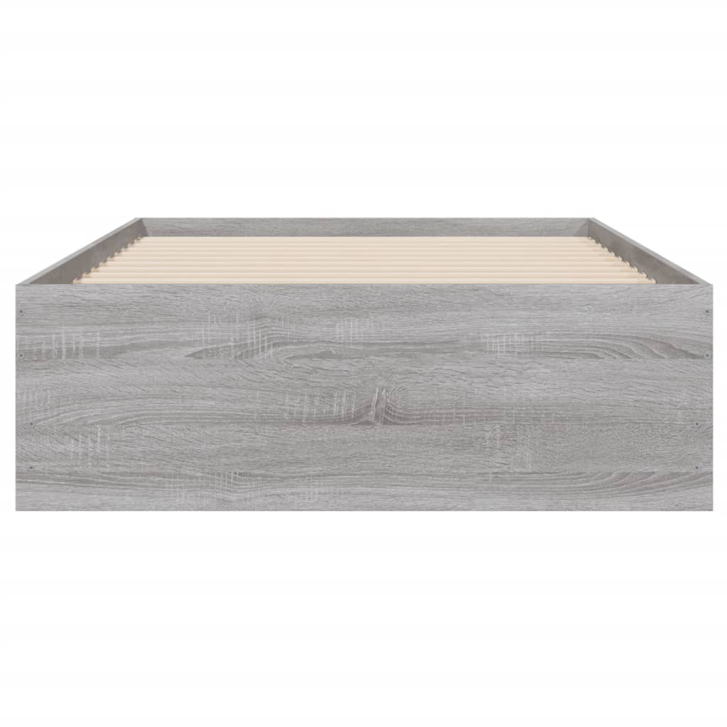 Bed Frame with Drawers without Mattress Grey Sonoma 100x200 cm