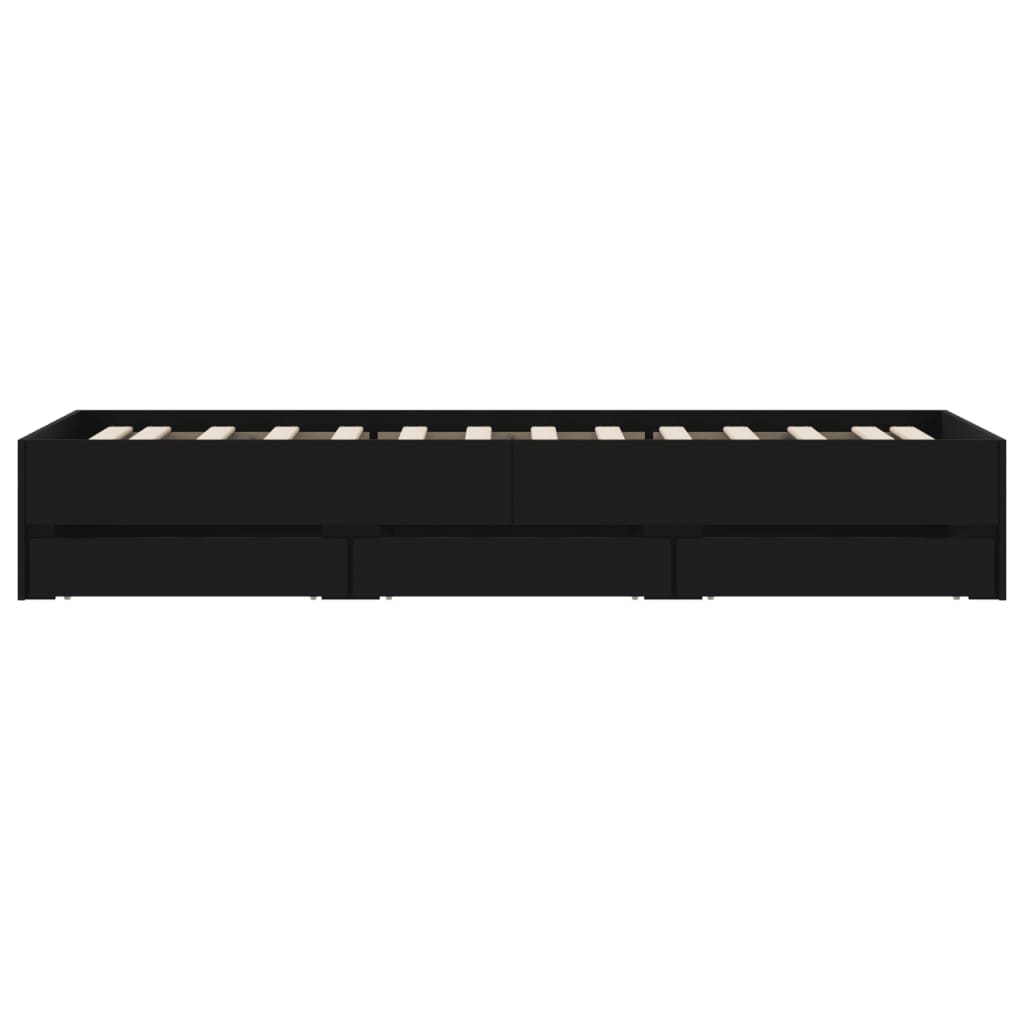 Bed Frame with Drawers without Mattress Black 90x200 cm