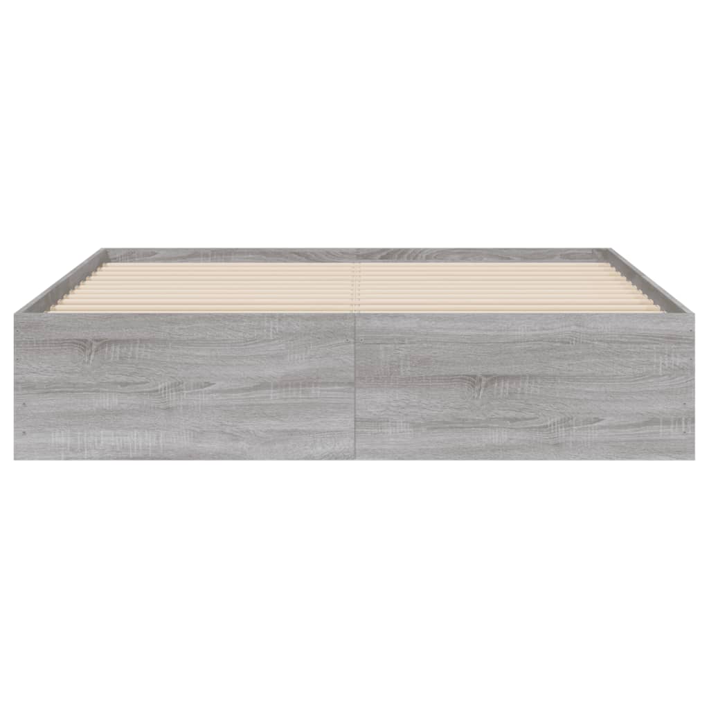 Bed Frame with Drawers without Mattress Grey Sonoma 140x190 cm