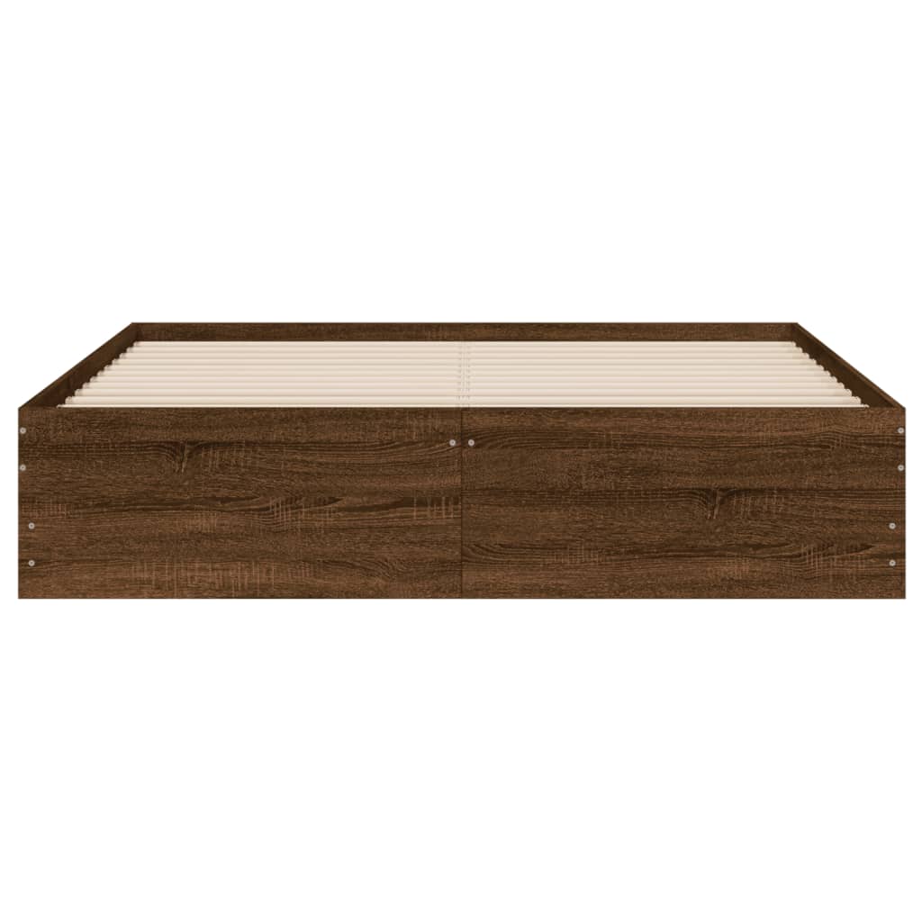 Bed Frame with Drawers without Mattress Brown Oak 140x190 cm