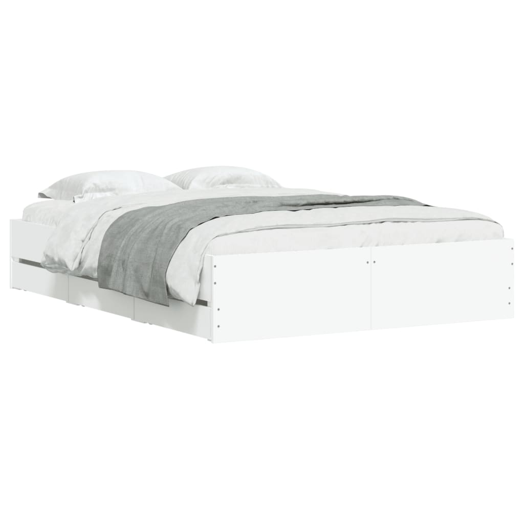Bed Frame with Drawers without Mattress White 135x190 cm Double