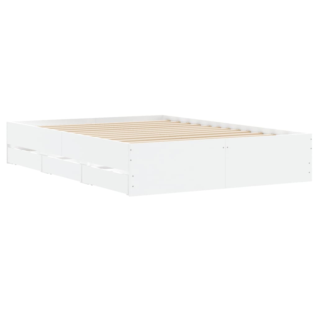 Modern Wooden Double Size 135cm Bed Frame Base With Storage Drawers