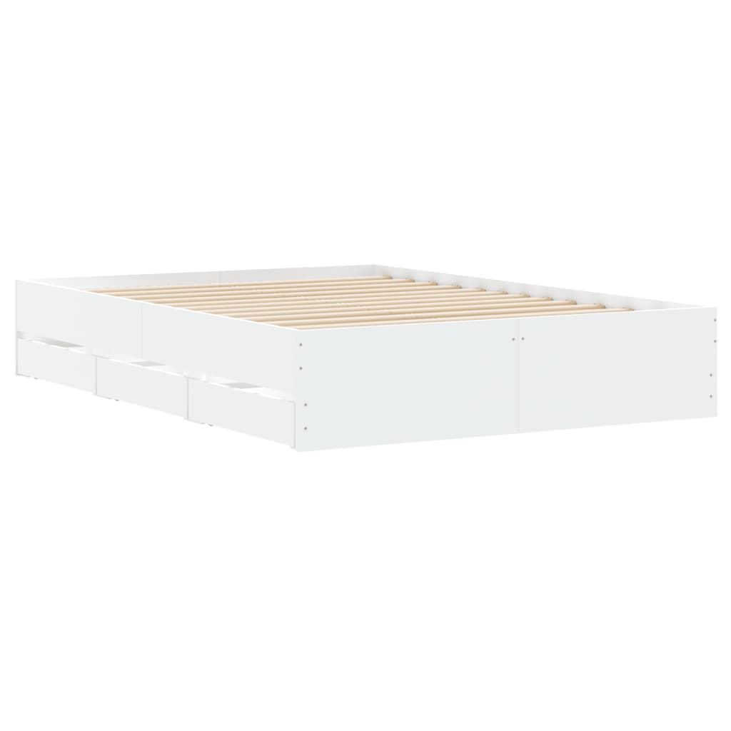 Bed Frame with Drawers without Mattress White 135x190 cm Double