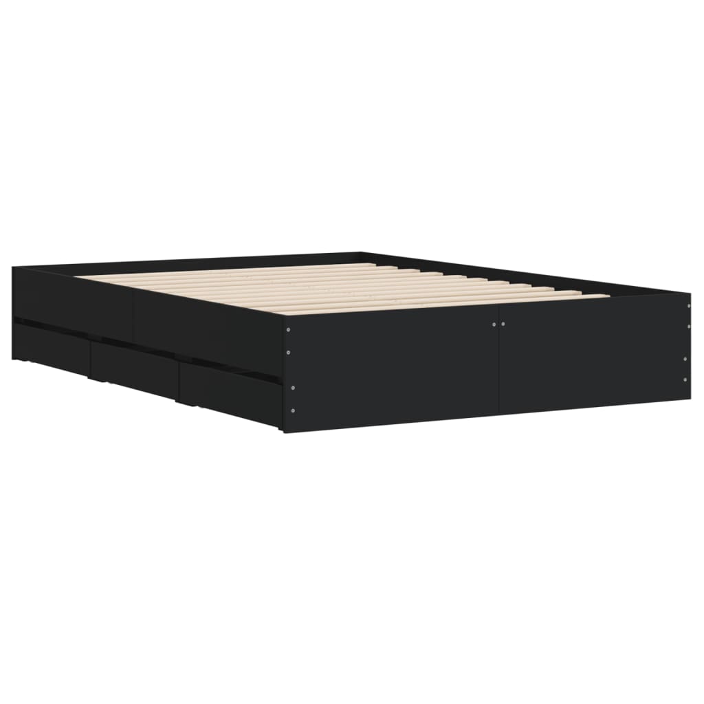 Modern Wooden Double Size 135cm Bed Frame Base With Storage Drawers