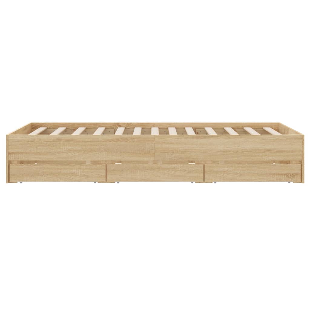 Bed Frame with Drawers without Mattress Sonoma Oak 135x190 cm Double