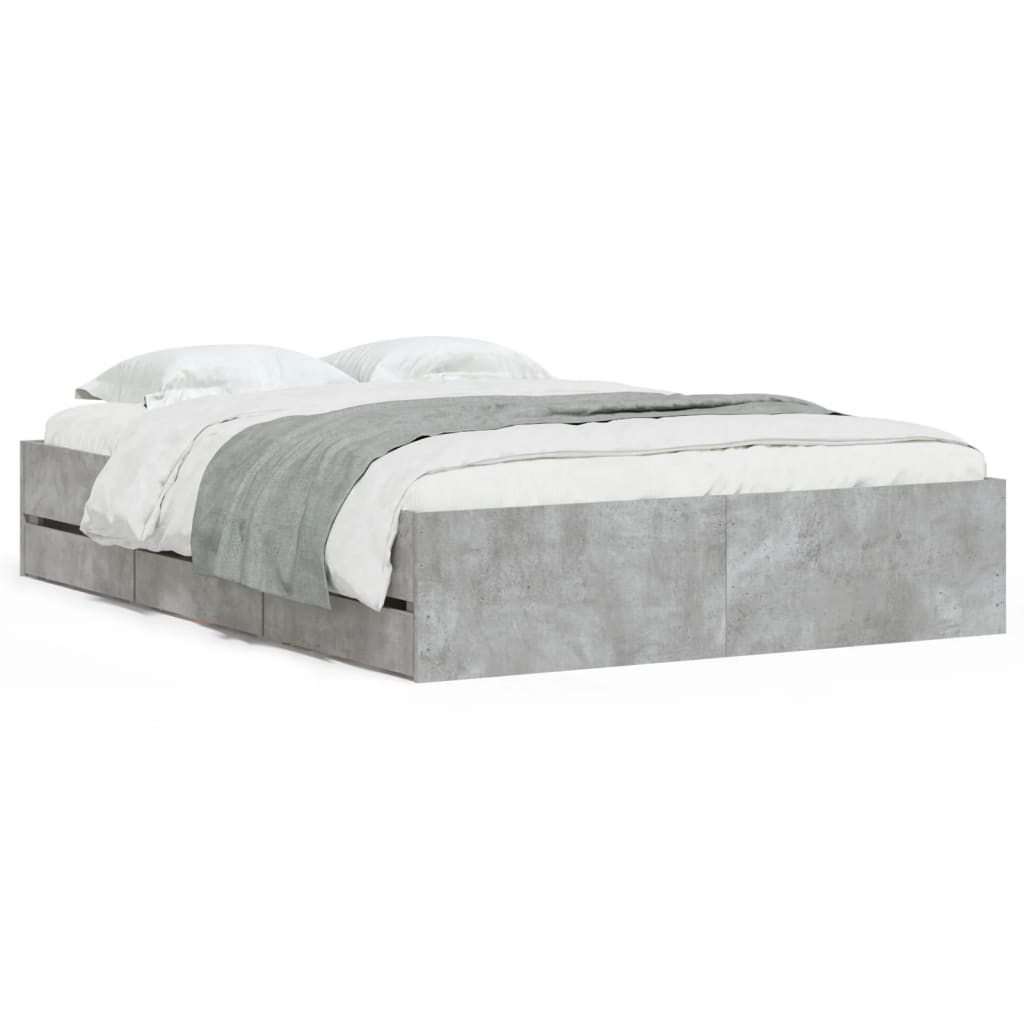 Modern Wooden Double Size 135cm Bed Frame Base With Storage Drawers
