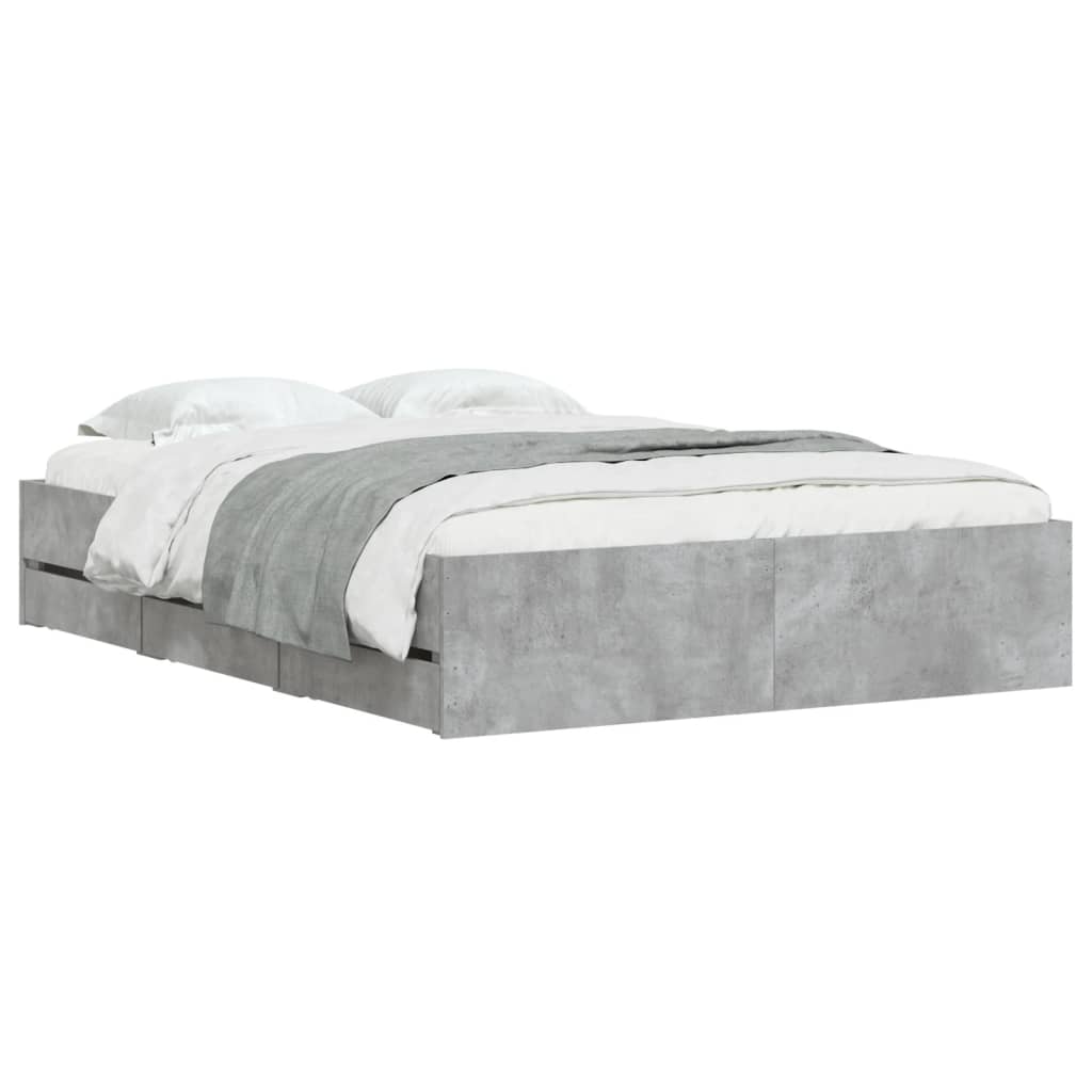 Modern Wooden Double Size 135cm Bed Frame Base With Storage Drawers