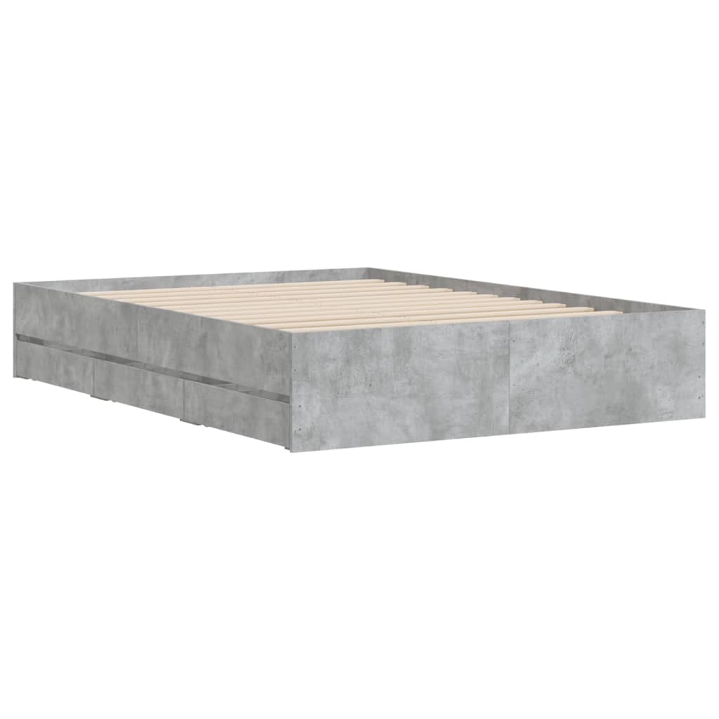 Modern Wooden Double Size 135cm Bed Frame Base With Storage Drawers